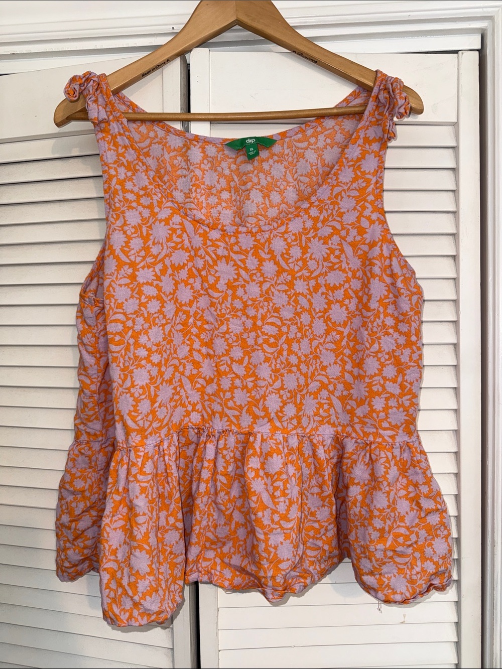 dip 🧡💜🧡💜 Orange & Lilac Floral Peplum Tank - XL